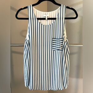 Joie Silk Tank | Blue/White Stripe | Medium
